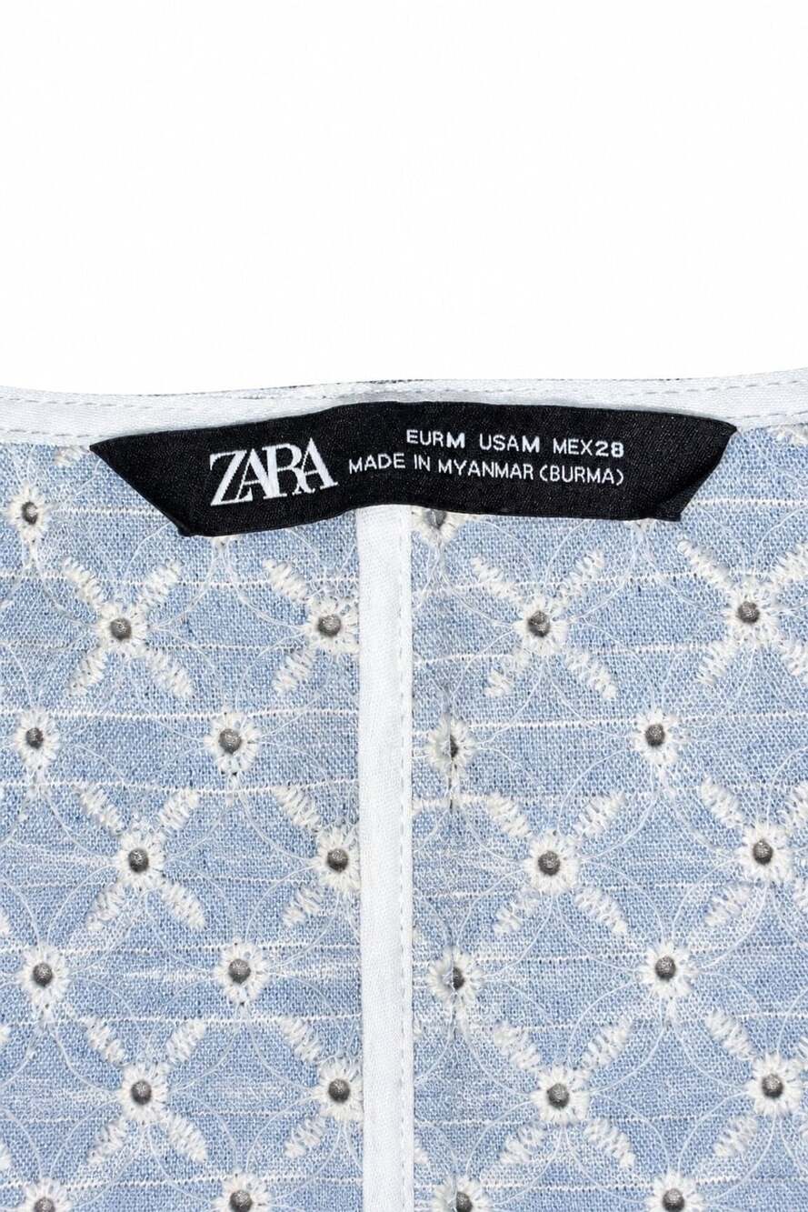 Zara Embroidered Eyelet Ruffle Jacket Size M - Picture 3 of 7